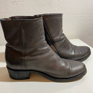 Used Frye Grey leather moto boots, size 7